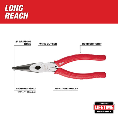 Milwaukee 48-22-6101 8in Comfort Grip Long Nose Pliers