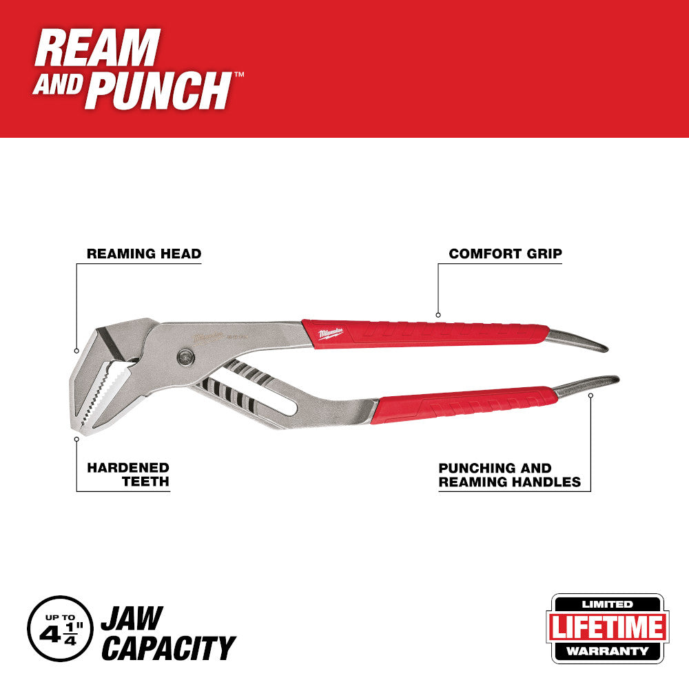 Milwaukee 48-22-6312 12in Comfort Grip Straight-Jaw Pliers