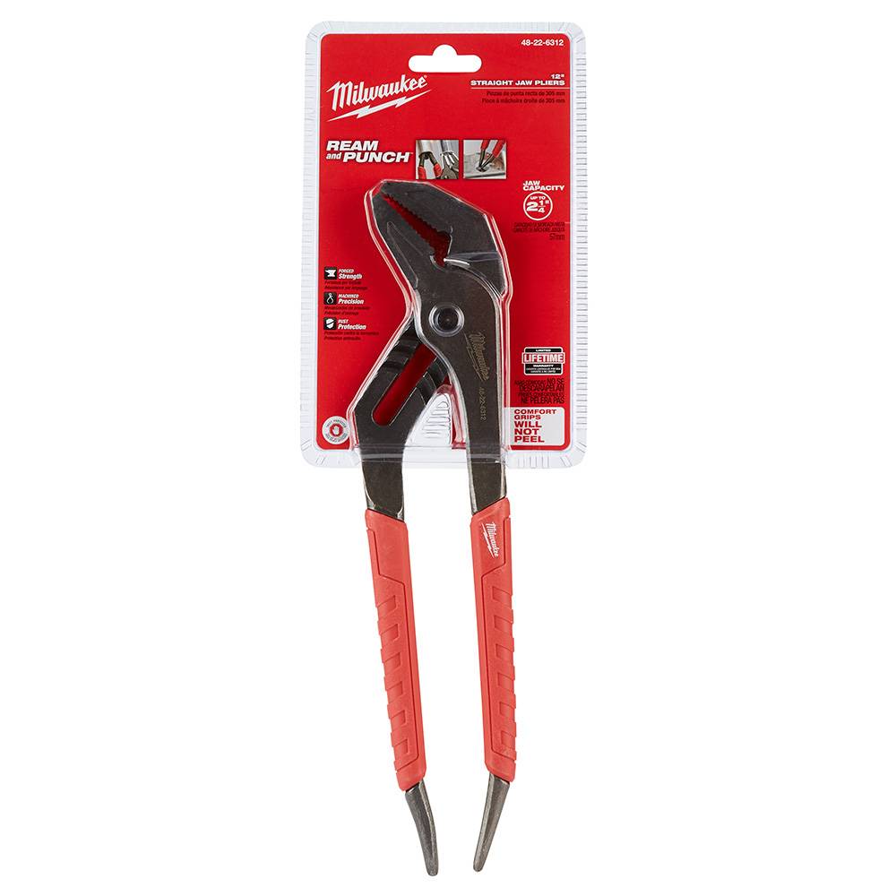 Milwaukee 48-22-6312 12in Comfort Grip Straight-Jaw Pliers