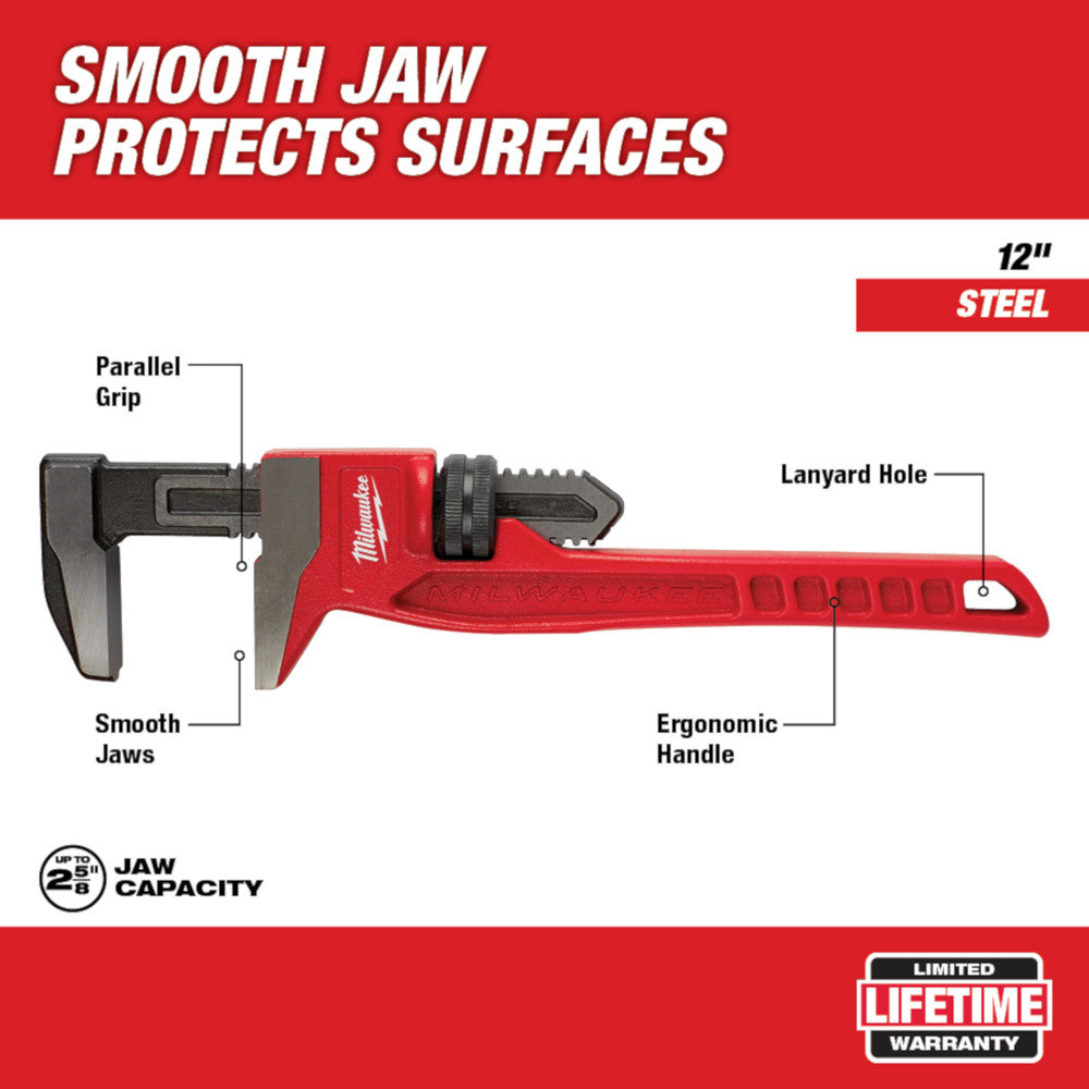 Milwaukee 48-22-7186 12in Smooth Jaw Adjustable Wrench