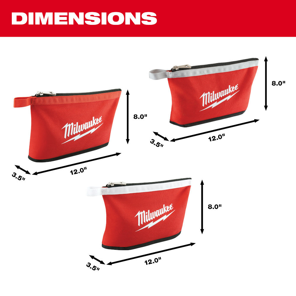 Milwaukee 48-22-8193 3pc 12in Zipper Pouch Set