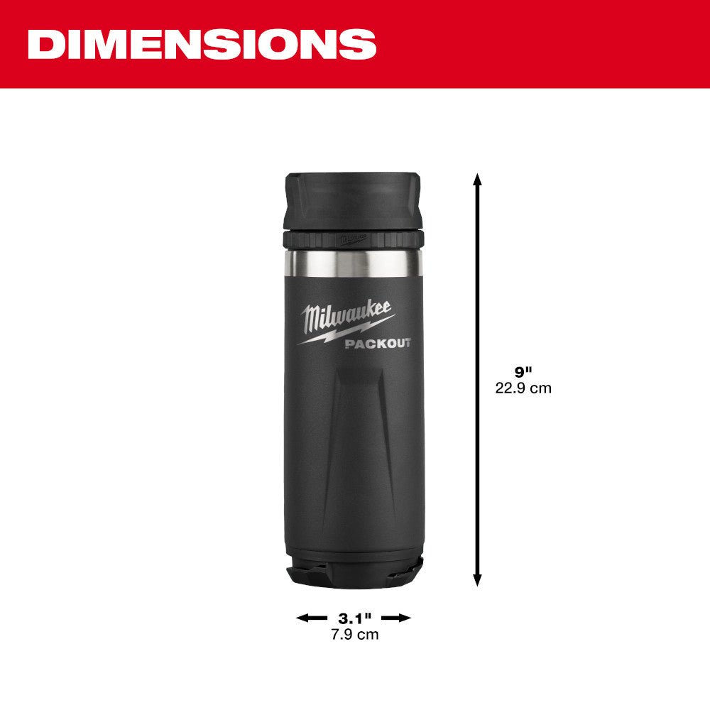 Milwaukee 48-22-8395B PACKOUT 18oz Insulated Bottle with Sip Lid - Black
