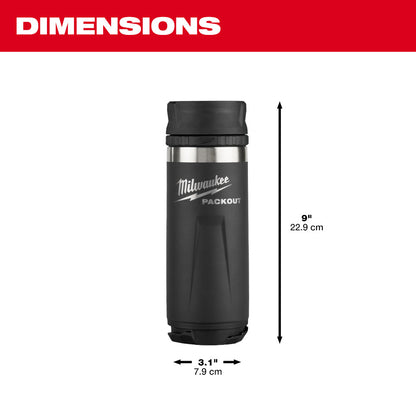 Milwaukee 48-22-8395B PACKOUT 18oz Insulated Bottle with Sip Lid - Black
