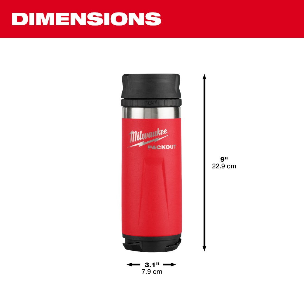 Milwaukee 48-22-8395R PACKOUT 18oz Insulated Bottle with Sip Lid - Red