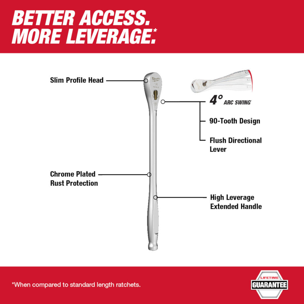 Milwaukee 48-22-9005 1/4in Drive 9in Extended Ratchet