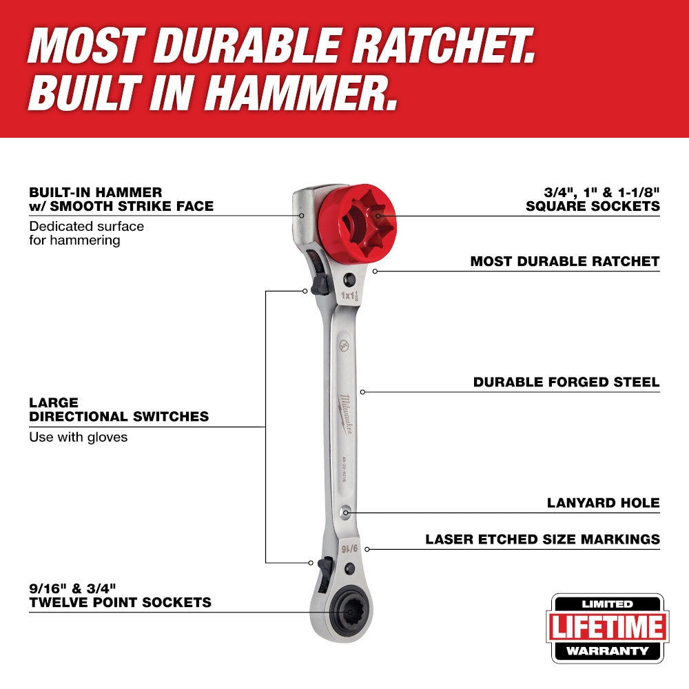 Milwaukee 48-22-9216 Lineman's 5-In-1 Insulated Ratcheting Box Wrench