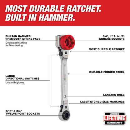 Milwaukee 48-22-9216 Lineman's 5-In-1 Insulated Ratcheting Box Wrench