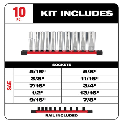 Milwaukee 48-22-9405 10pc SAE 3/8in Drive Deep Well Socket Set