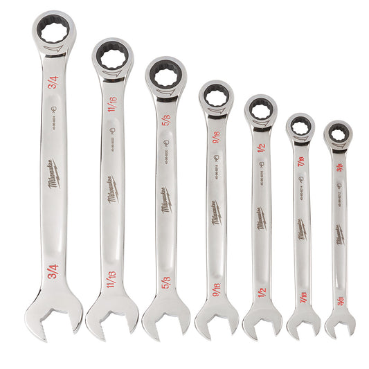 Milwaukee 48-22-9406 7pc SAE Ratcheting Combination Wrench Set