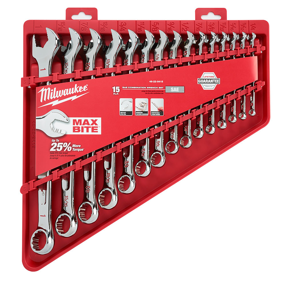 Milwaukee 48-22-9415 15pc SAE Combination Wrench Set