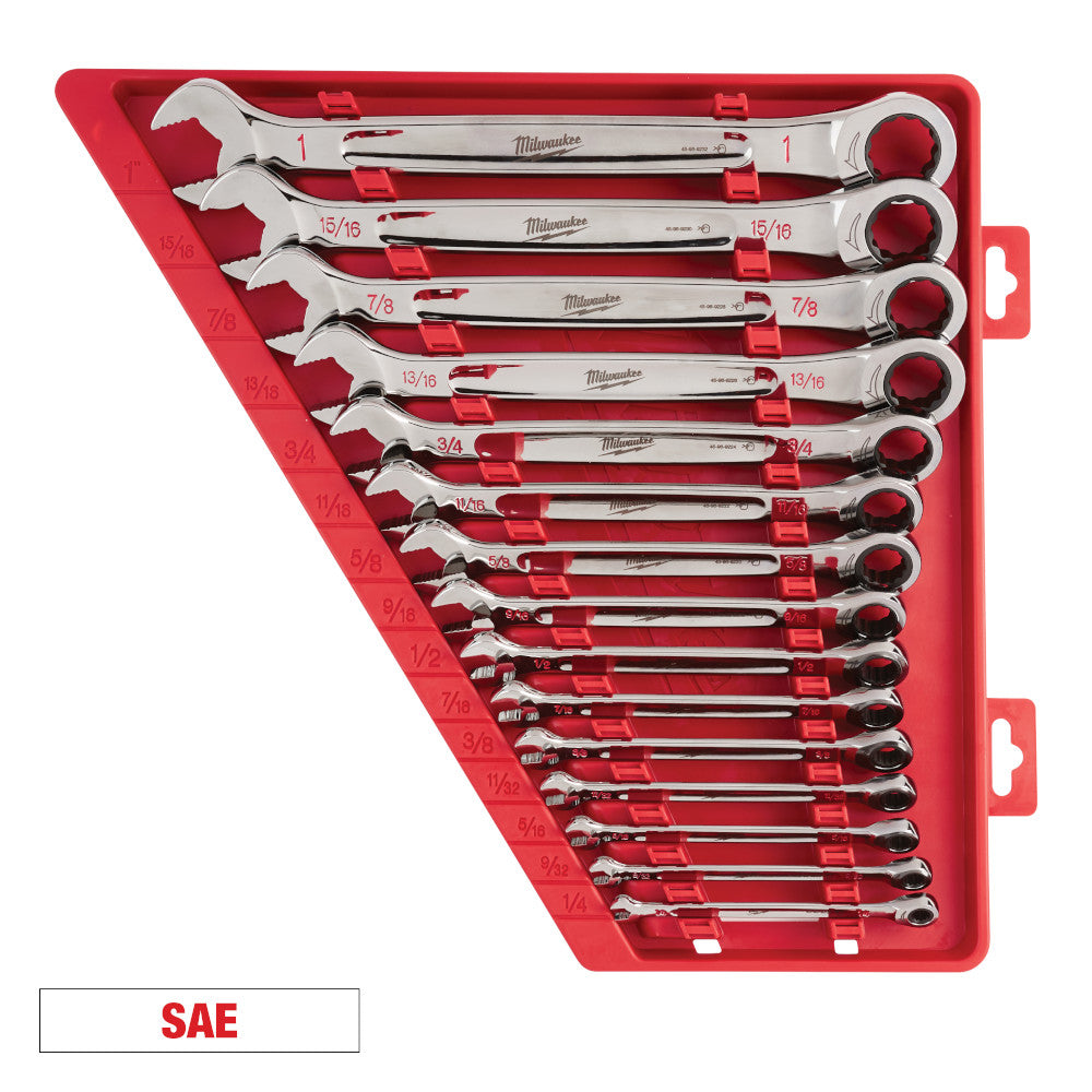 Milwaukee 48-22-9416 15pc SAE Ratcheting Combination Wrench Set