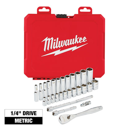 Milwaukee 48-22-9504 28pc Metric 1/4in Drive Ratchet & Socket Set