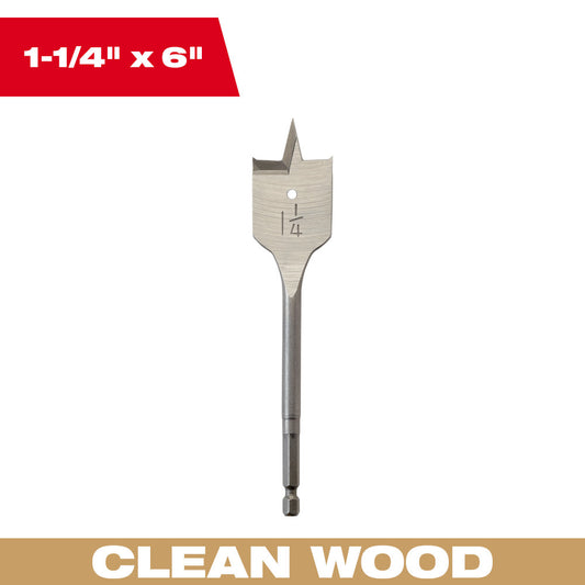 Milwaukee 48-27-1251 1-1/4in x 6in Flat Boring Bit