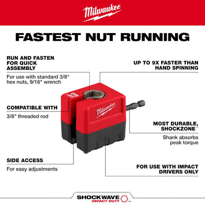 Milwaukee 48-32-2391 SHOCKWAVE Impact Duty 3/8" Threaded Rod Nut Runner