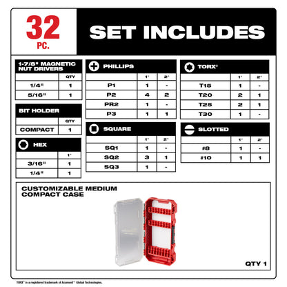 Milwaukee 48-32-4004 32pc SHOCKWAVE Impact Duty Driver Bit Set