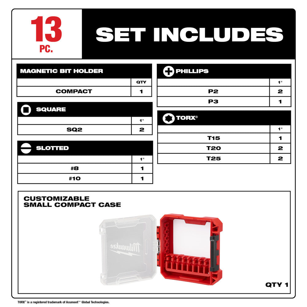 Milwaukee 48-32-4035 13pc SHOCKWAVE Impact Duty Driver Bit Set