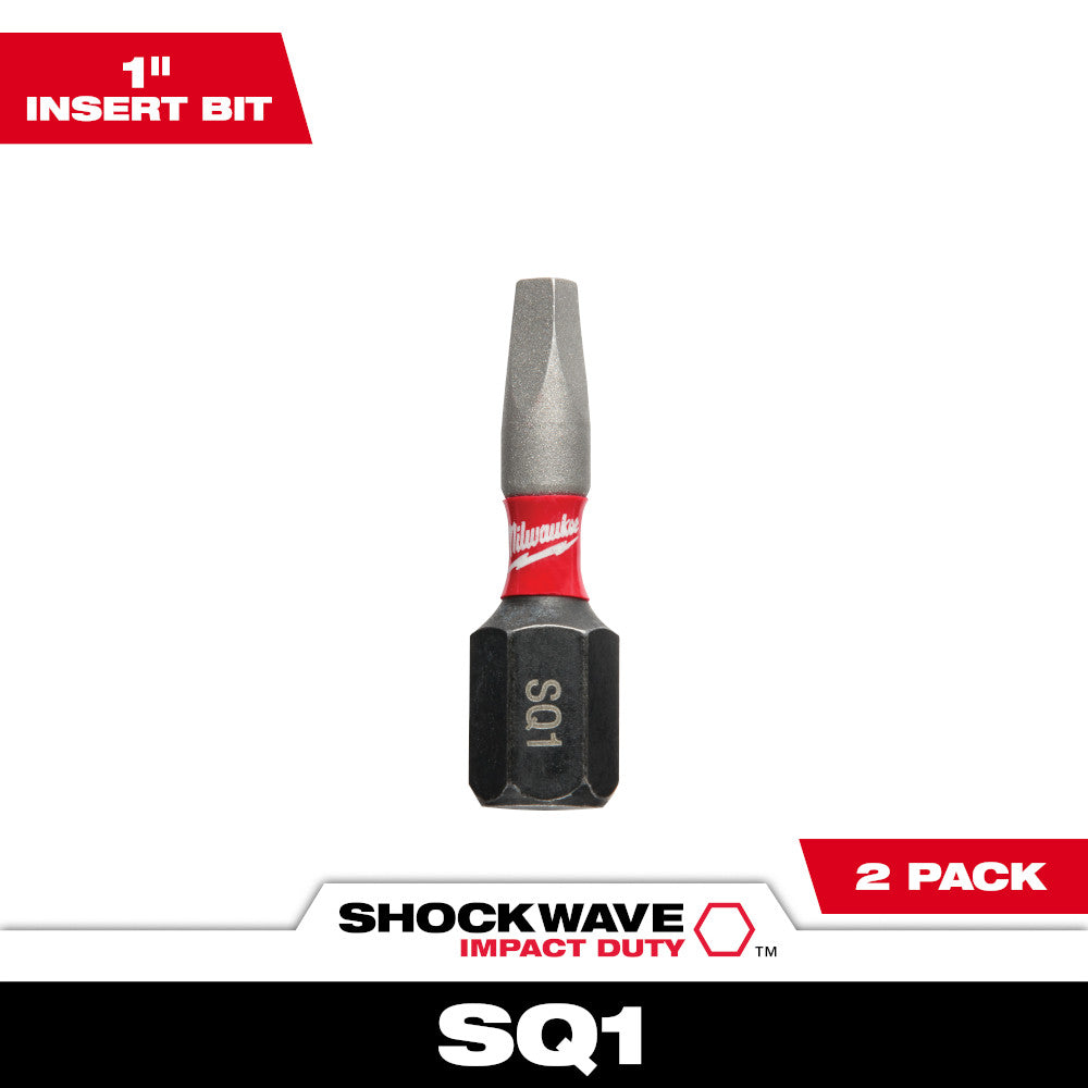 Milwaukee 48-32-4421 SHOCKWAVE Impact Duty 1in x #1 Square Power Bits - 2pk