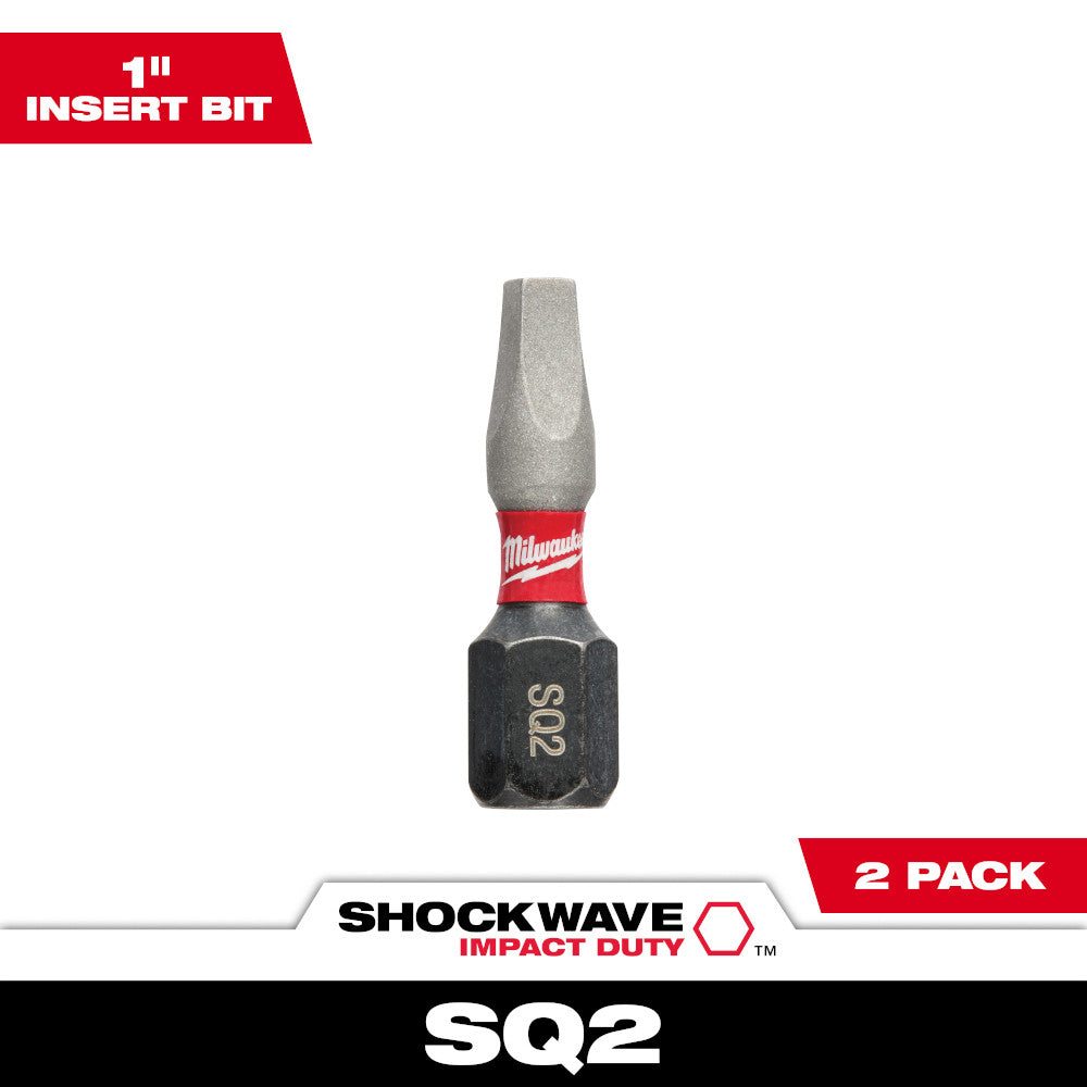 Milwaukee 48-32-4422 SHOCKWAVE Impact Duty 1in x #2 Square Power Bits - 2pk