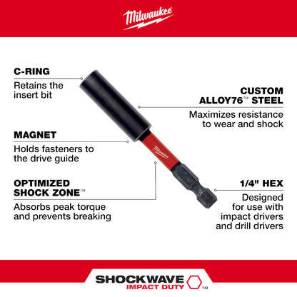 Milwaukee 48-32-4503 SHOCKWAVE Impact Duty 3in Magnetic Bit Holder
