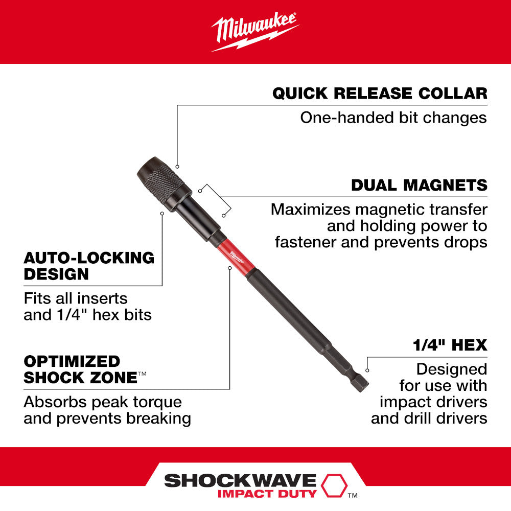 Milwaukee 48-32-4532 SHOCKWAVE Impact Duty 6in Locking Bit Holder