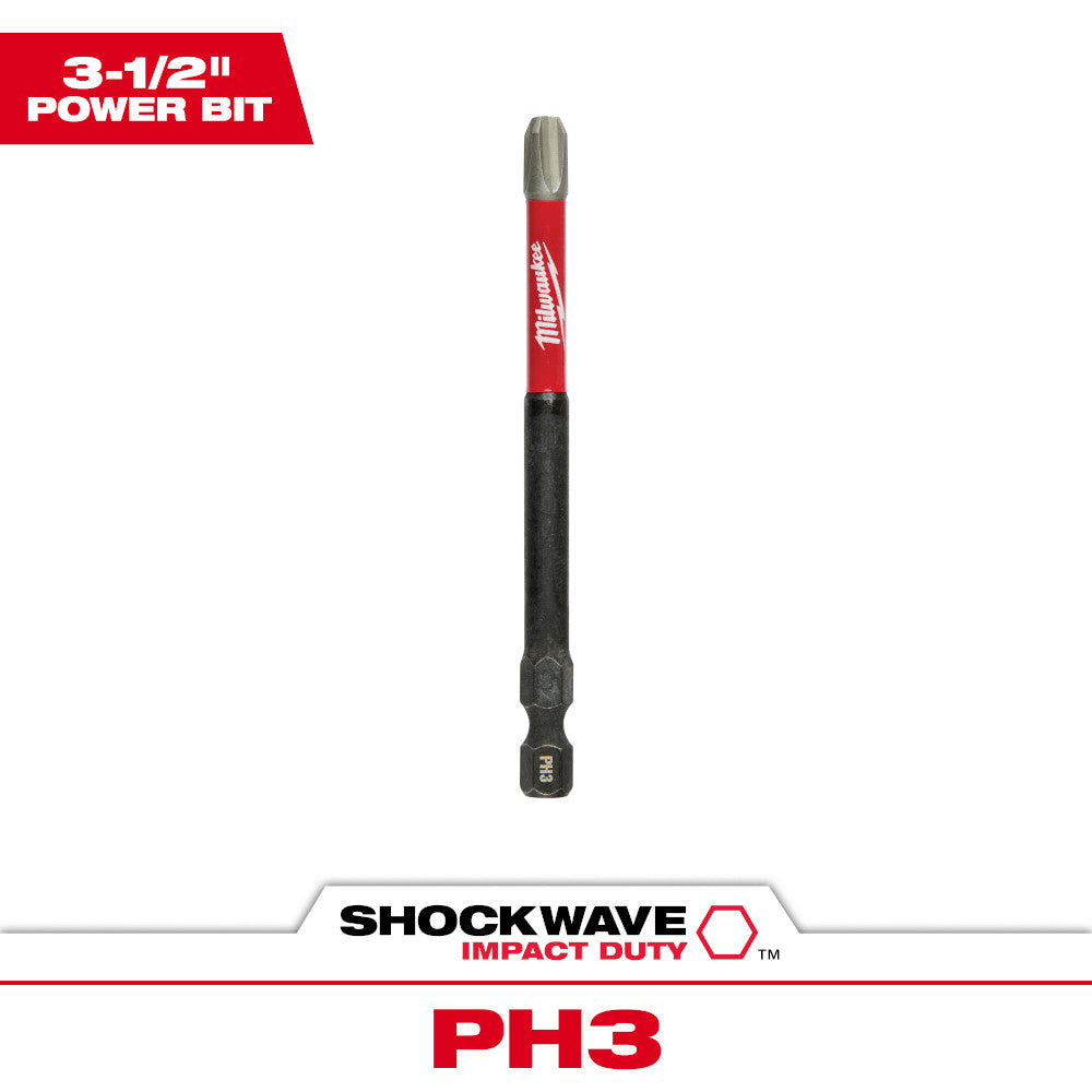 Milwaukee 48-32-4563 SHOCKWAVE Impact Duty 3-1/2in x #3 Phillips Power Bit