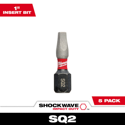 Milwaukee 48-32-4605 SHOCKWAVE Impact Duty 1in x #2 Square Power Bits - 5pk