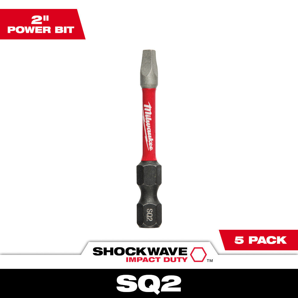Milwaukee 48-32-4606 SHOCKWAVE Impact Duty 2in x #2 Square Power Bits - 5pk