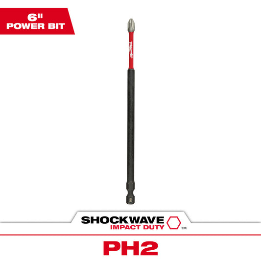 Milwaukee 48-32-4802 SHOCKWAVE Impact Duty 6in x #2 Phillips Power Bit