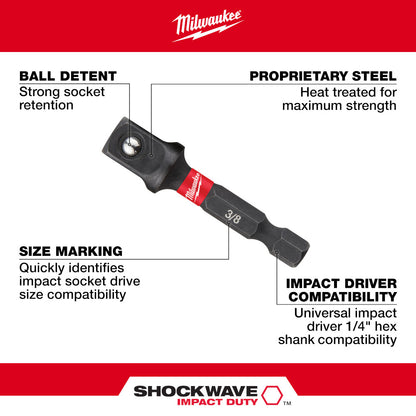 Milwaukee 48-32-5031 SHOCKWAVE Impact Duty 2in x 3/8in Square Socket Adapter
