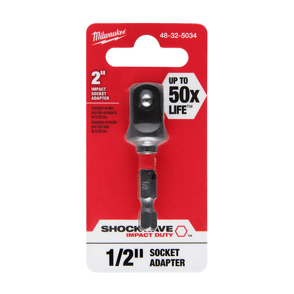 Milwaukee 48-32-5034 SHOCKWAVE Impact Duty 2in x 1/2in Square Socket Adapter