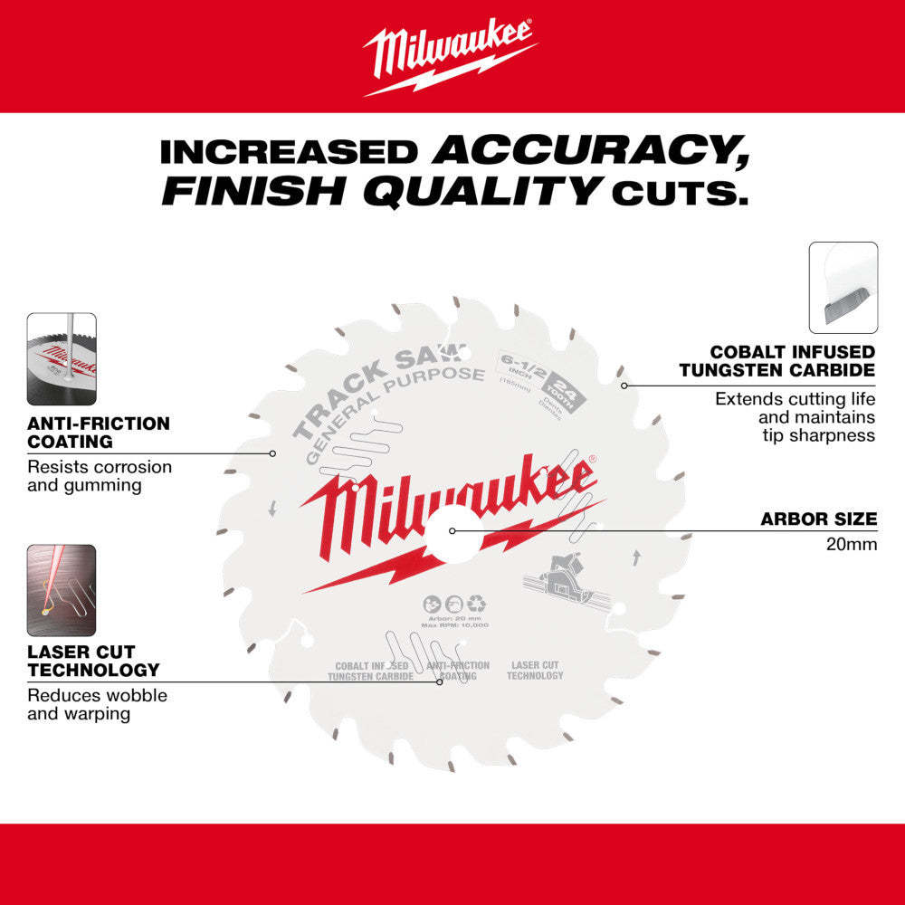 Milwaukee 48-40-0624 6-1/2in 24T General-Purpose Track Saw Blade
