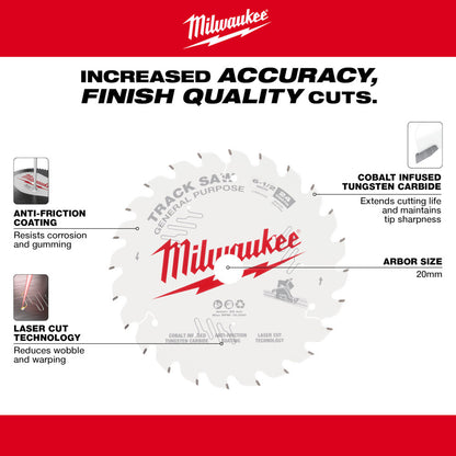 Milwaukee 48-40-0624 6-1/2in 24T General-Purpose Track Saw Blade