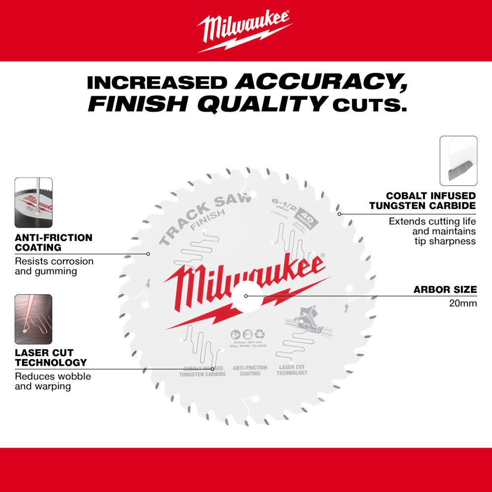 Milwaukee 48-40-0625 6-1/2in 40T Finish Track Saw Blade