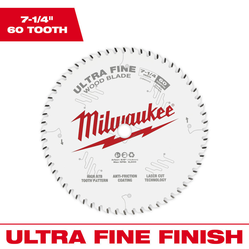 Milwaukee 48-40-0730 7-1/4in 60T Ultra Fine Finish Circular Saw Blade