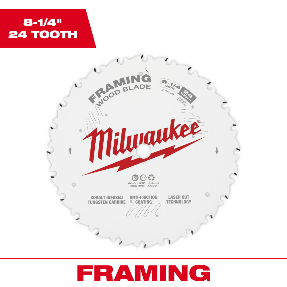 Milwaukee 48-40-0820 8-1/4in 24T Framing Circular Saw Blade