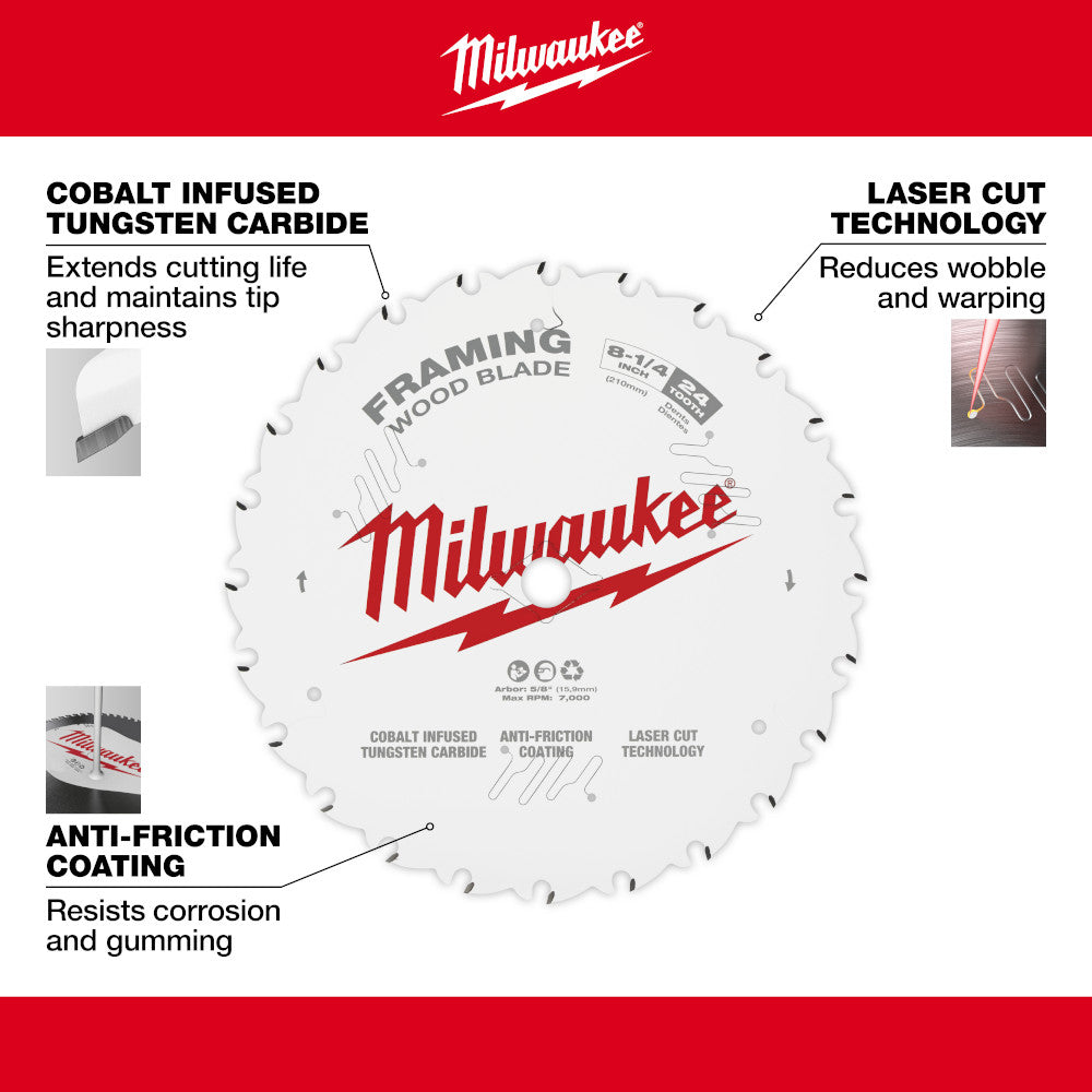 Milwaukee 48-40-0822 8-1/4in 40T Framing Circular Saw Blade