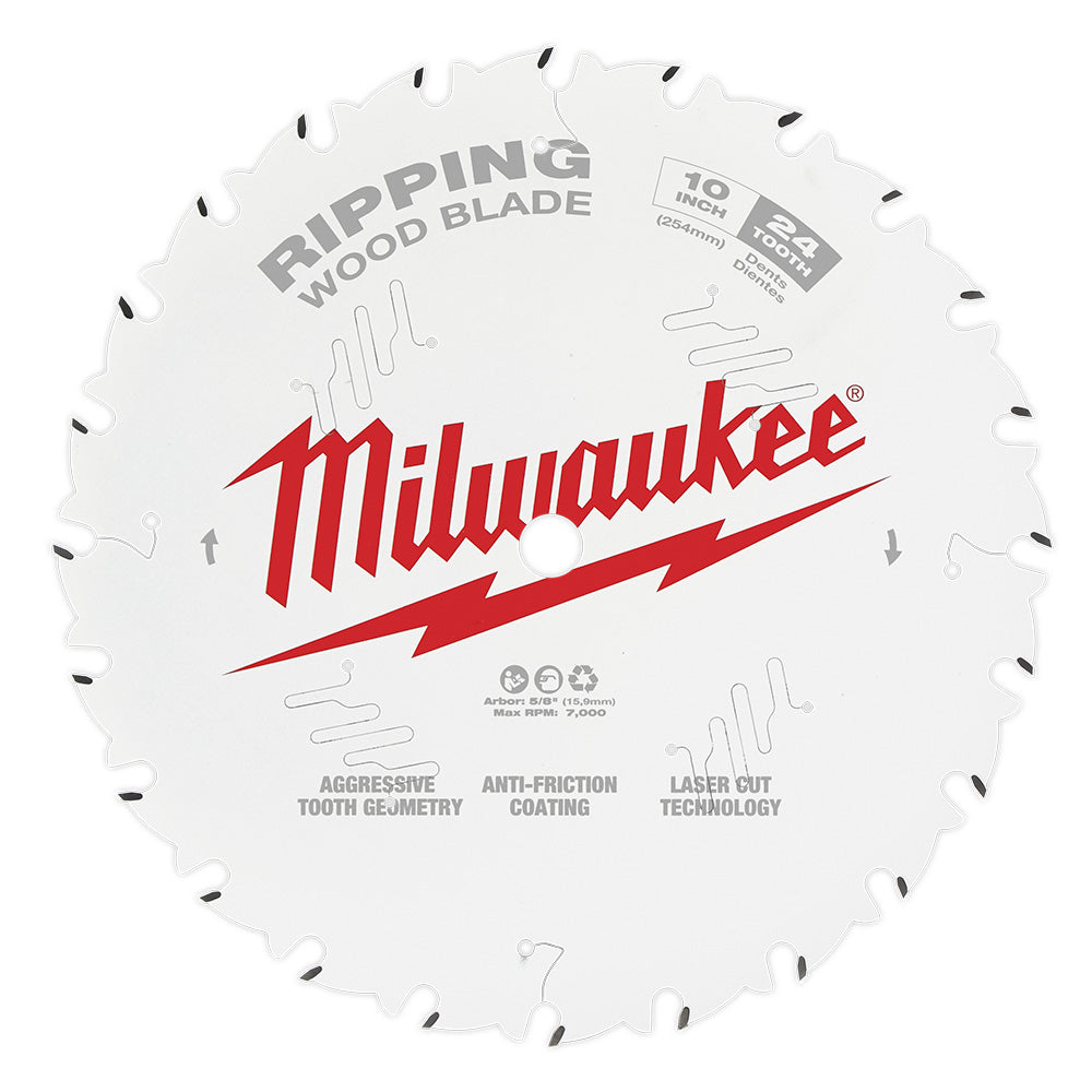 Milwaukee 48-40-1020 10in x 24T Ripping Wood Cutting Circular Saw Blade