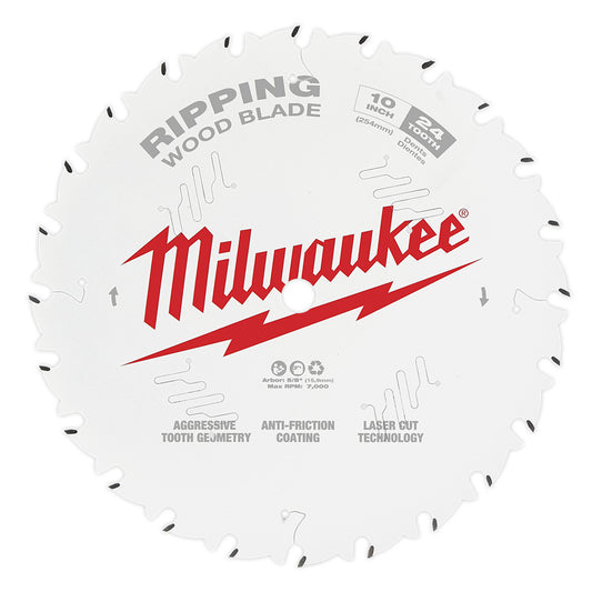Milwaukee 48-40-1020 10in x 24T Ripping Wood Cutting Circular Saw Blade