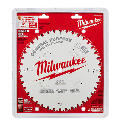 Milwaukee 48-40-1024 10in x 40T General Purpose Wood Cutting Circular Saw Blade