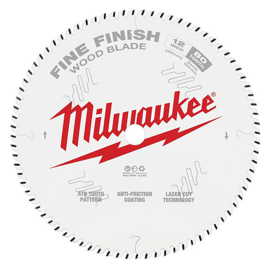 Milwaukee 48-40-1224 12in x 80T Fine Finish Wood Cutting Circular Saw Blade