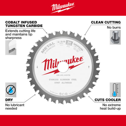 Milwaukee 48-40-4070 5-3/8in 30T Metal & Stainless Cutting Circular Saw Blade