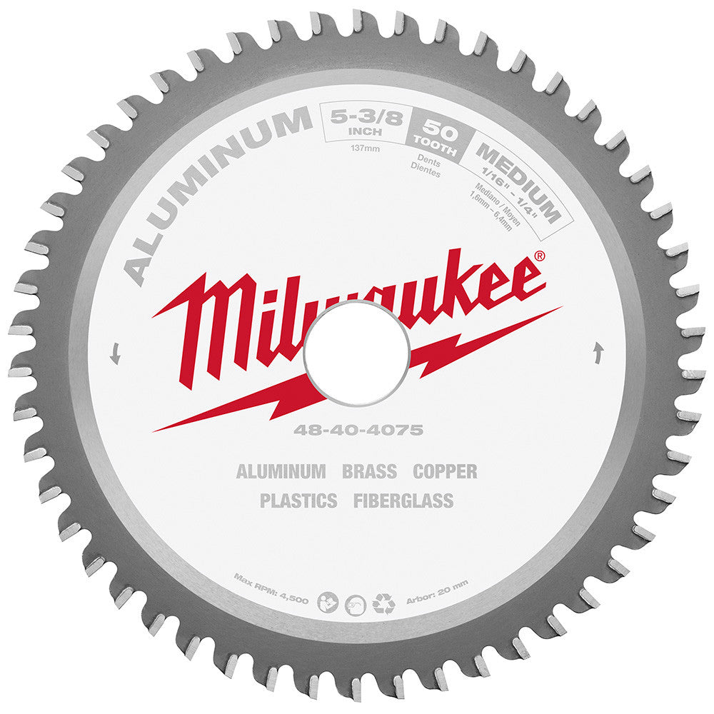 Milwaukee 48-40-4075 5-3/8in x 50T Non-Ferrous Metal & Aluminum Cutting Circular Saw Blade