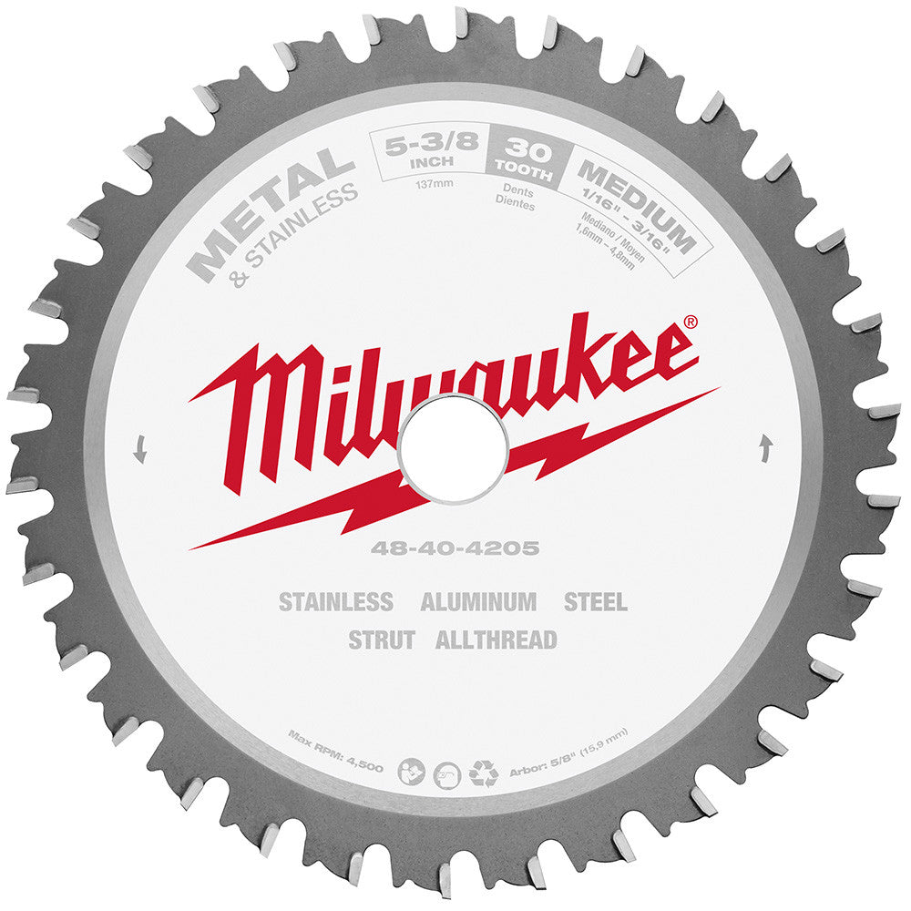 Milwaukee 48-40-4205 5-3/8in x 30T Ferrous Metal & Stainless Cutting Circular Saw Blade