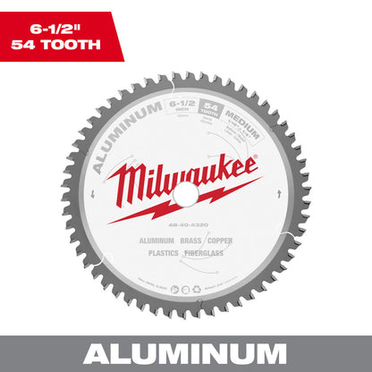 Milwaukee 48-40-4320 6-1/2in x 54T Non-Ferrous Metal & Aluminum Cutting Circular Saw Blade