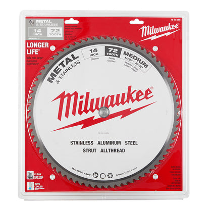 Milwaukee 48-40-4505 14in x 72T Ferrous Metal & Stainless Cutting Circular Saw Blade