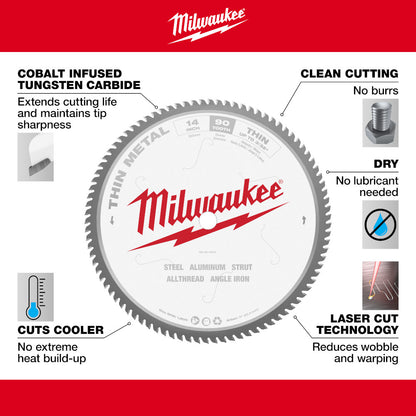 Milwaukee 48-40-4510 14in x 90T Thin Metal Cutting Circular Saw Blade