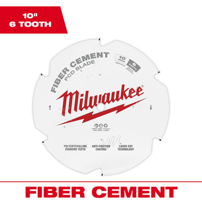 Milwaukee 48-40-7010 10in x 6T PCD / Fibre Cement Cutting Circular Saw Blade