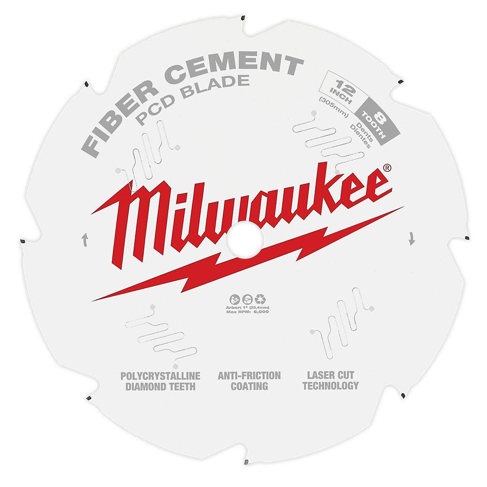 Milwaukee 48-40-7020 12in x 8T PCD / Fibre Cement Cutting Circular Saw Blade