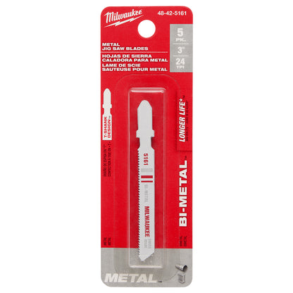 Milwaukee 48-42-5161 3in x 24 TPI Bi-Metal Jig Saw Blades - 5pk