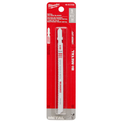 Milwaukee 48-42-5192 5-1/4in x 14 TPI Bi-Metal Jig Saw Blades - 5pk